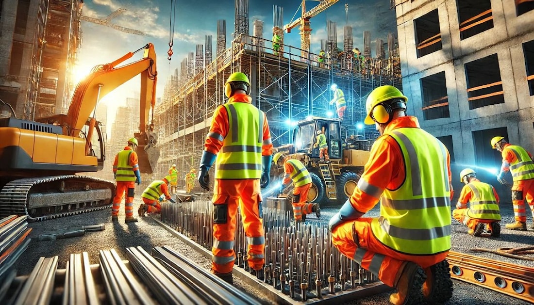 Стройка, спецодежда рабочих, эффективность труда, строительная площадка, аутстаффинг персонала РФ